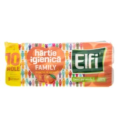 Hartie Igienica Elfi Family 10 Role/Bax, 3 Straturi, cu Parfum de Piersica, Hartie 3 Straturi, Hartie Igienica Parfumata, Hartie Igienica 3 Straturi, foto