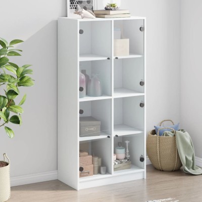 vidaXL Dulapuri &amp;icirc;nalte cu uși, alb, 68x37x142 cm, lemn prelucrat 3295857 foto