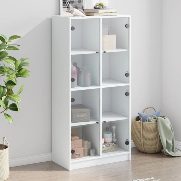 vidaXL Dulapuri &icirc;nalte cu uși, alb, 68x37x142 cm, lemn prelucrat 3295857