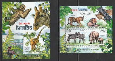Burundi 2012 - Lista Rosie a Mamiferelor S/S 1v + M/S 1v MNH foto