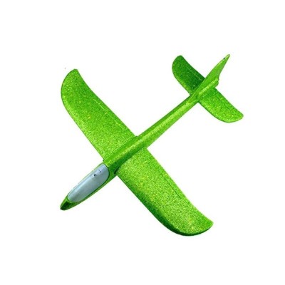 Avion planor din polistiren in punga , lungime 47 cm , cu lumina pe varf, Verde , Cyrax foto