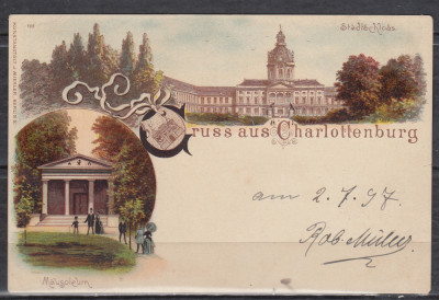GERMANIA SALUTARI DIN CHARLOTTENBURG LITOGRAFIE 1897 foto