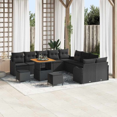 vidaXL Set de canapele pentru grădină 13 pcs Negru 80 x 80 x 71 cm 3364269 foto