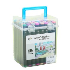 Set Cutie 48 Markere, Cyrax, cu Alcool, Artist Markers, Cutie Plastic cu Maner, Cyrax, Multicolor