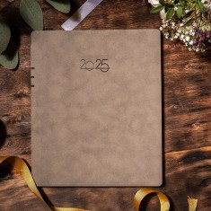 Agenda Nubuk 20.5x26 cm, piele PU, gri deschis
