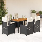 Set mobilier de gradina cu perne, 7 piese, negru, poliratan GartenMobel Dekor, vidaXL