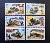 Liberia 1985 - Seria Completă &bdquo;Istoria Căilor Ferate Internationale / Locomotive Istorice cu Abur și Costume de Epocă&rdquo; 6 Valori Ștampilat - Cod: -SW13