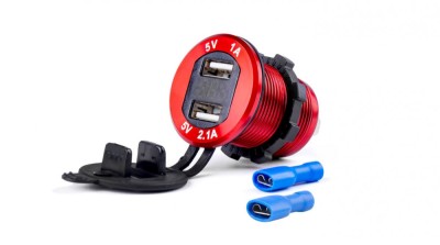 Incarcator auto AMIO, rezistent la apa cu voltometru digital 2xUSB 12/24V MOD-11 AutoDrive ProParts foto
