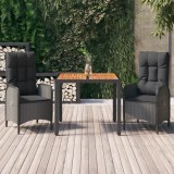 VidaXL Set mobilier de grădină cu perne, 3 piese, negru, poliratan 3185068