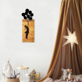 Decoratiune de perete, Ch&Auml;&plusmn;ld And Balloons, 50% lemn/50% metal , 30 x 86 cm, Negru