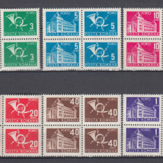 ROMANIA 1967 PORTO DUBLE CULORI SCHIMBATE FILIGRAN R.P.R. PERECHE SERII MNH