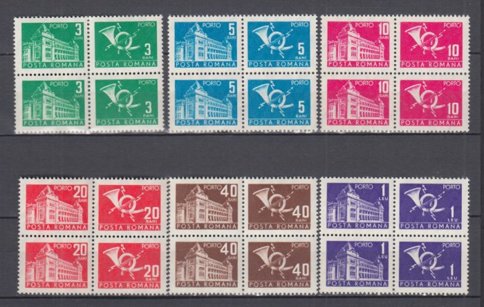ROMANIA 1967 PORTO DUBLE CULORI SCHIMBATE FILIGRAN R.P.R. PERECHE SERII MNH