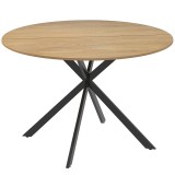 HOMCOM Masă Rotundă de Sufragerie pentru 4 Persoane cu Structură din Oțel &Oslash;120x75 cm Stejar | Aosom Romania
