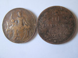 Lot 2 monede:Franta 10 Centimes 1916+Italia 10 Centesimi 1893