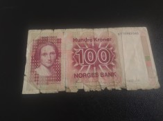 Bancnota 100 kroner 1992 Norvegia UZATA foto
