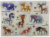 Jucarie incastra din lemn cu animale salbatice