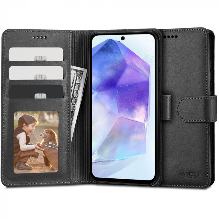 Husa Tech-Protect Wallet Wallet pentru Samsung Galaxy A55 5G Negru