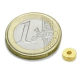 Magnet neodim inel &Oslash;6/2 x 2 mm, putere 760 g, N45, placat aur