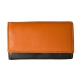 Cumpara ieftin Portofel dama, Lyra PT1393, piele naturala, Negru/Portocaliu