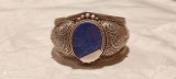 Argint BRATARA REGLABILA MASIVA LATA OPULENTA cu LAPIS LAZULI etnic TRIBALA INDIA splendida VECHE vintage UNICA