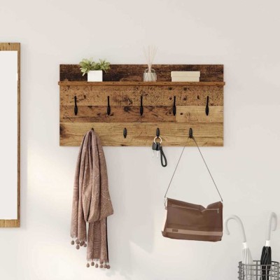 vidaXL Răcător de paltoane montat pe perete Lemn vechi 80 x 40 x 12 cm 874441 foto