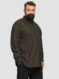 Camasa barbati big sizes, cu maneca lunga si imprimeu in carouri, Regular fit, Maro inchis, 2XL, 4XL