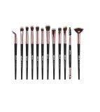 Set 12 Pensule Machiaj Profesional MyStyle Black: Pudra, Ochi, Buze, Gene - Kit Pensule Cosmetice Par Natural si Sintetic