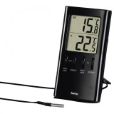 Termometru Hama T-350, Senzor temperatura interioara/exterioara, Negru