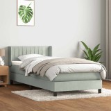 vidaXL Pat box spring cu saltea, gri deschis, 90x210 cm, catifea 3318267