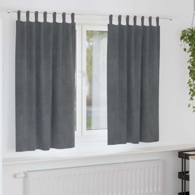 vidaXL Perdele cu perdele 2 pcs Gri deschis 140 x 175 cm Catifea 4107294 foto