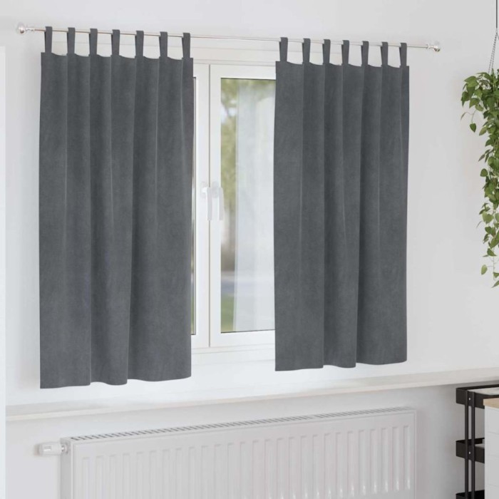 vidaXL Perdele cu perdele 2 pcs Gri deschis 140 x 175 cm Catifea 4107294