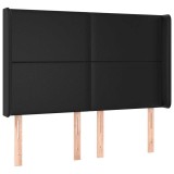 Cumpara ieftin Tablie de pat cu aripioare, negru, 147x16x118/128 cm, piele eco