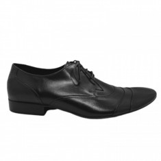 Pantofi eleganti barbati, Conhpol 7125 din piele naturala neagra foto