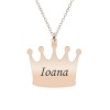 King - Colier din argint 925 placat cu aur roz personalizat cu text - coroana