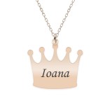 King - Colier din argint 925 placat cu aur roz personalizat cu text - coroana