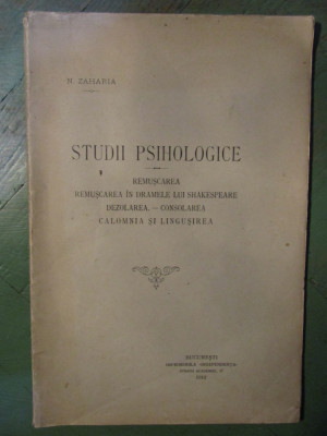 N. Zaharia - Studii psihologice (1912) foto