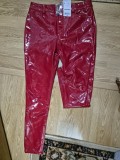 Pantaloni dama rosii luciosi