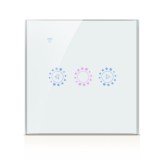 Intrerupator Smart Touch Techstar&reg;, Wireless 2.4GHz, Dimmer, Sticla Securizata, Design Modern, Iluminare LED, 1 Faza, cu NUL, Alb