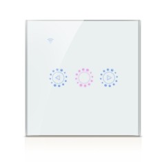 Intrerupator Smart Touch Techstar&reg;, Wireless 2.4GHz, Dimmer, Sticla Securizata, Design Modern, Iluminare LED, 1 Faza, cu NUL, Alb