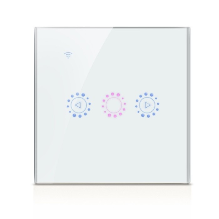 Intrerupator Smart Touch Techstar&reg;, Wireless 2.4GHz, Dimmer, Sticla Securizata, Design Modern, Iluminare LED, 1 Faza, cu NUL, Alb