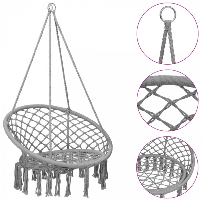vidaXL Scaun balansoar hamac, gri, 80 cm 93157