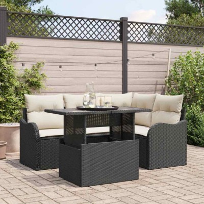 vidaXL Set de canapele pentru grădină 5 pcs Negru 100 x 55 x 73 cm 3357190 foto