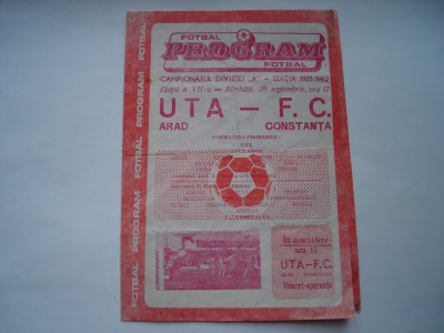 Program UTA Arad - F.C. Constanta, 26 septembrie 1981-1982 foto