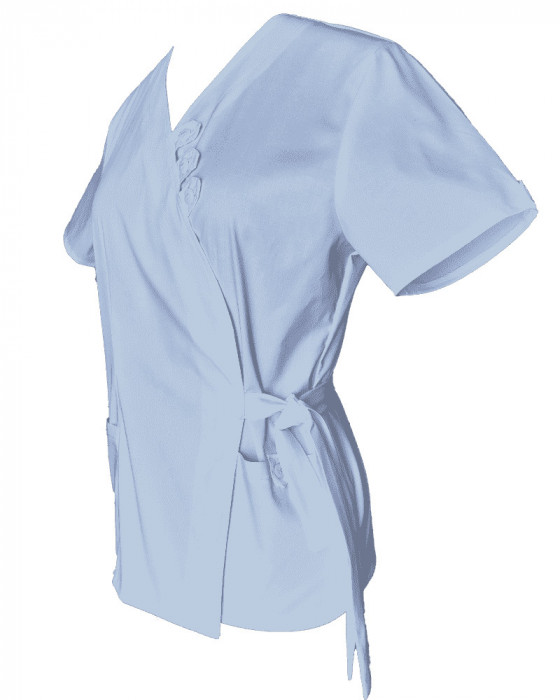 Halat Medical Pe Stil, Tip Kimono Albastru Deschis, Model Daria - S
