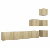 Cumpara ieftin Set dulapuri TV, 6 piese, stejar sonoma, lemn prelucrat