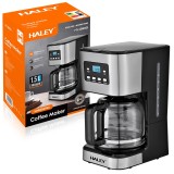 Aparat de Cafea HALEY 950W, 1.5L, LED Display, Anti-Drip, Brewing Inteligent, Inox, Control Temperatura