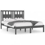 Cumpara ieftin Cadru de pat, gri, 200x200 cm, lemn masiv de pin
