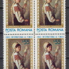 ROMANIA 1975 LP 874 ANUL INTERNATIONAL AL FEMEII BLOC DE 4 TIMBRE MNH