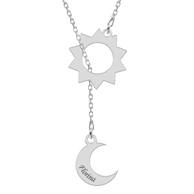 Bright - Colier din argint personalizat - Soare si luna foto