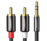 CABLU audio Ugreen, &quot;AV116&quot; stereo 3.5 mm jack (T) la 2 x RCA (T), 3m, conectori auriti, negru &quot;10590&quot; (timbru verde 0.18 lei) - 6957303815906